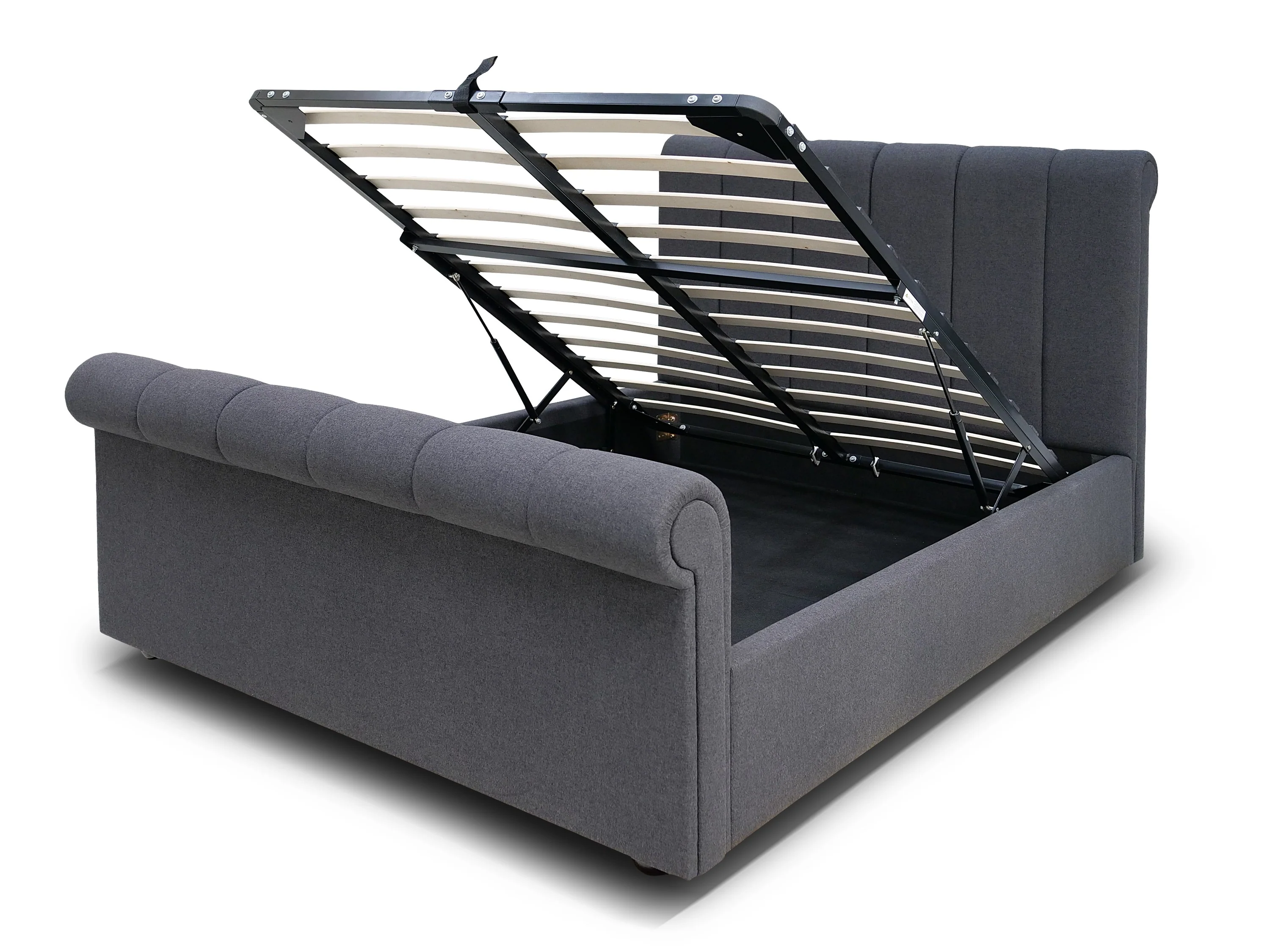 CONAUGHT Ottoman Bed β (Dark Grey Fabric) | Available in 3 Sizes - Image 6