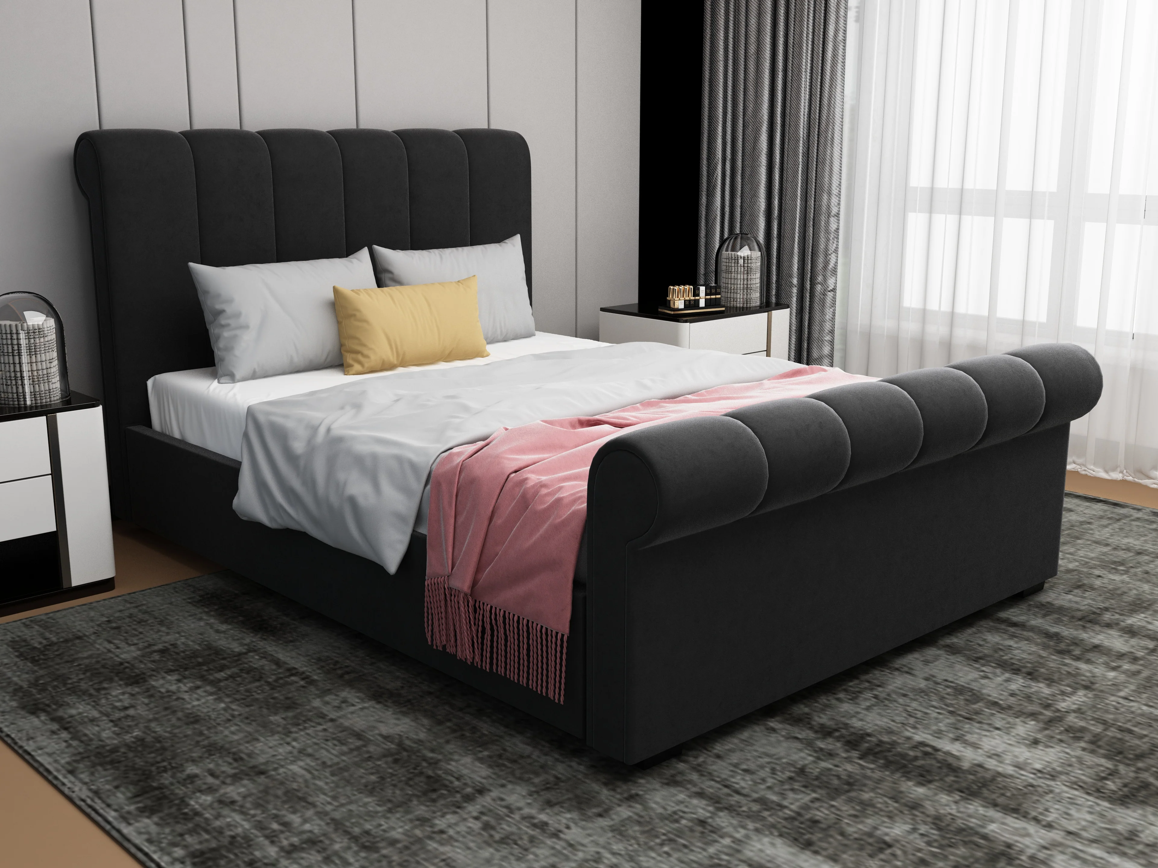 CONAUGHT Ottoman Bed β (Dark Grey Fabric) | Available in 3 Sizes - Image 8