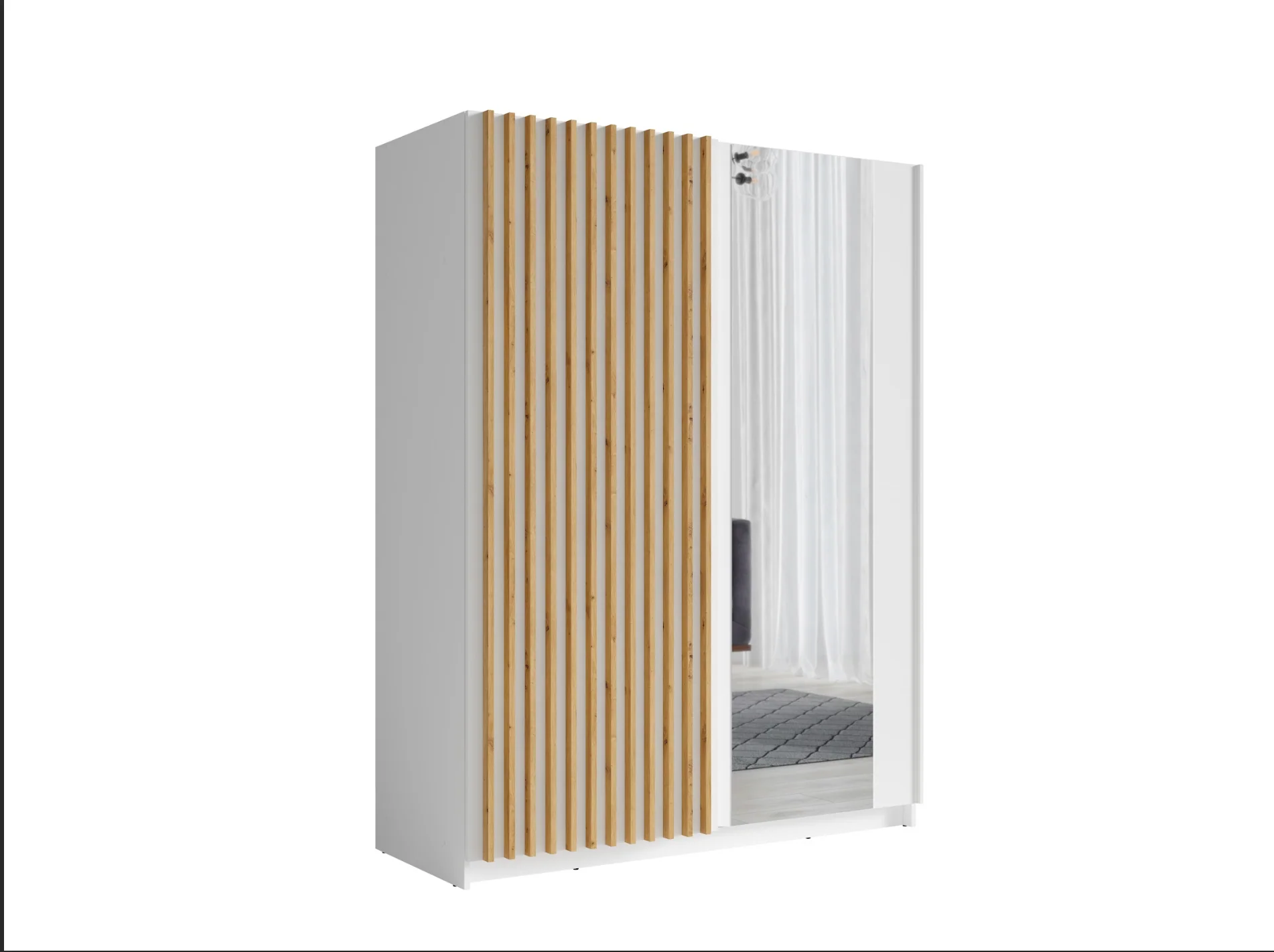 DALIA 150cm Sliding Wardrobe (White & Artisan Oak) - Image 4