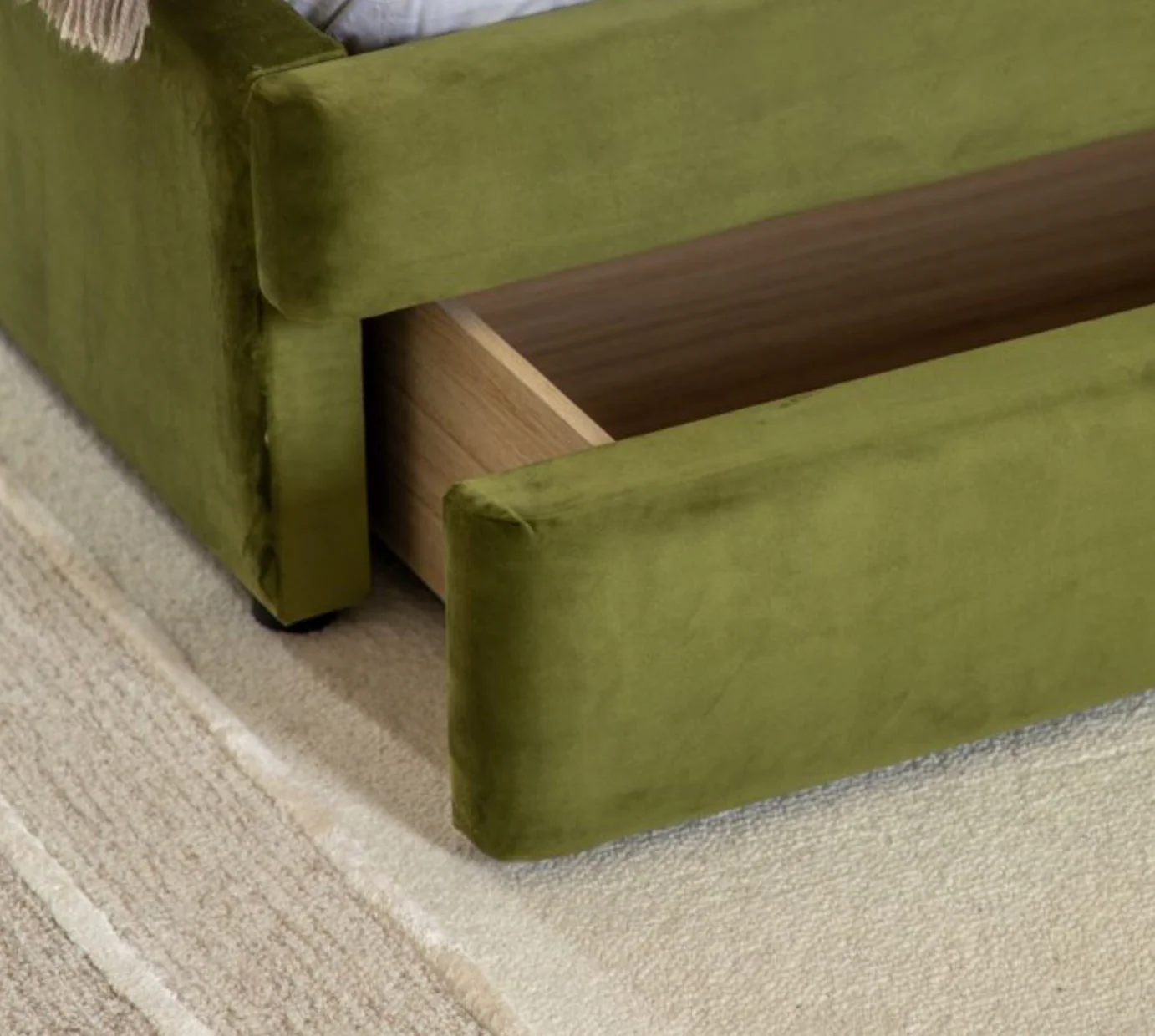 DENTON Olive Green Storage Bed - 5Ft King Size - Image 4