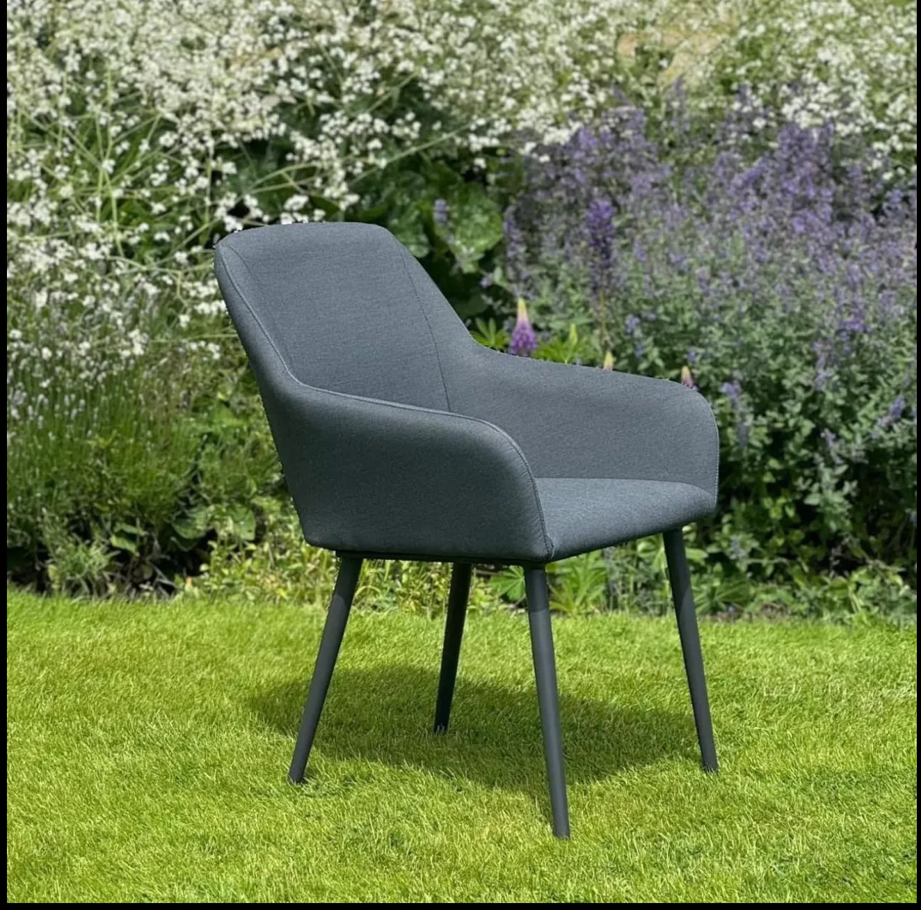 SAN PEDRO  175cm Round Dining Table with 8 Dining Chairs in Dark Grey Fabric - Image 3