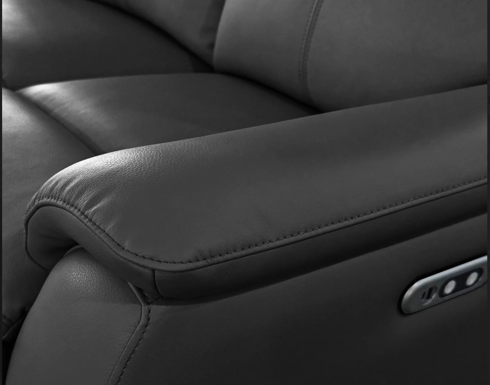 KINGSTON Genuine Leather 2-Seater Recliner Sofa – Black - Image 5