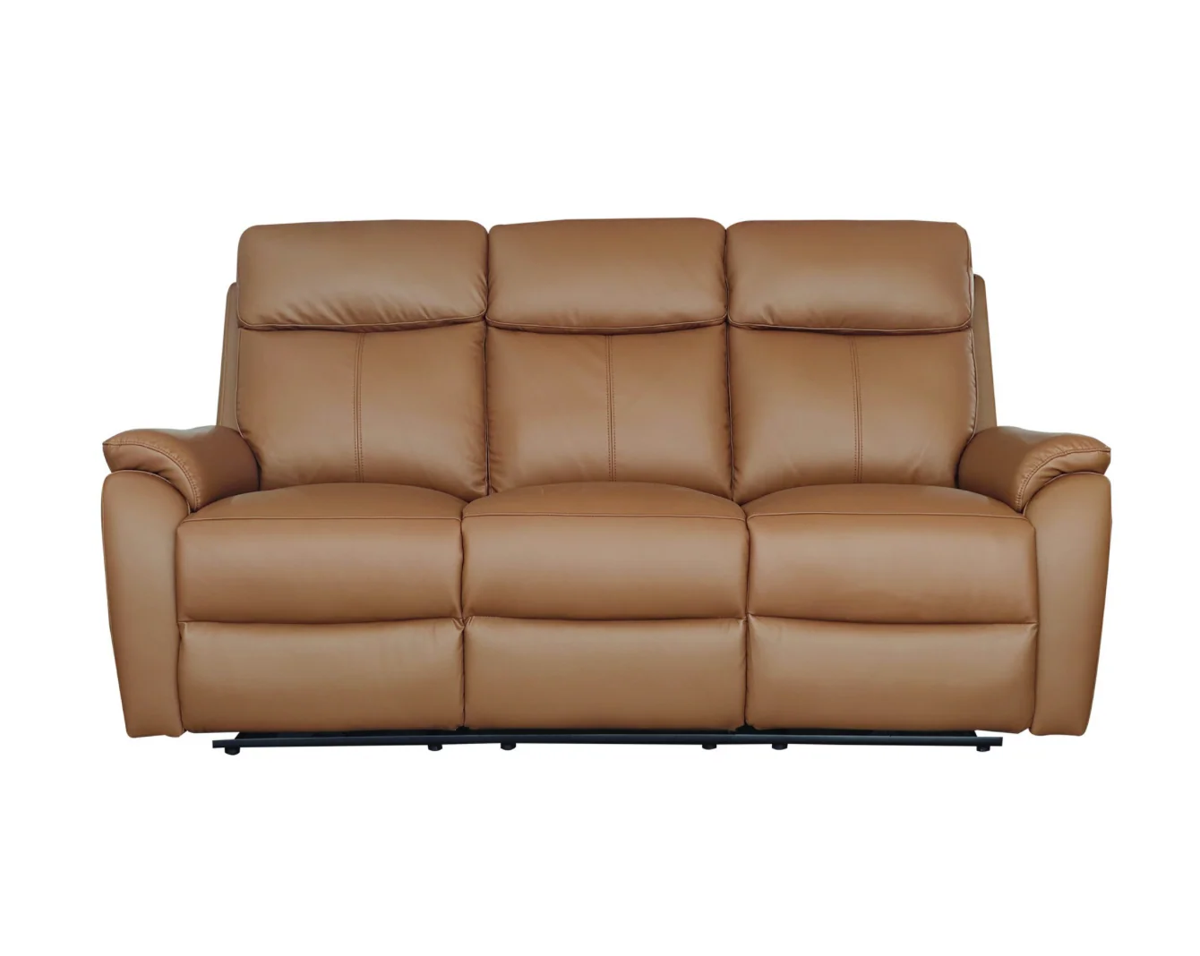 KINGSTON Genuine Leather 3-Seater Recliner Sofa – Tan - Image 3