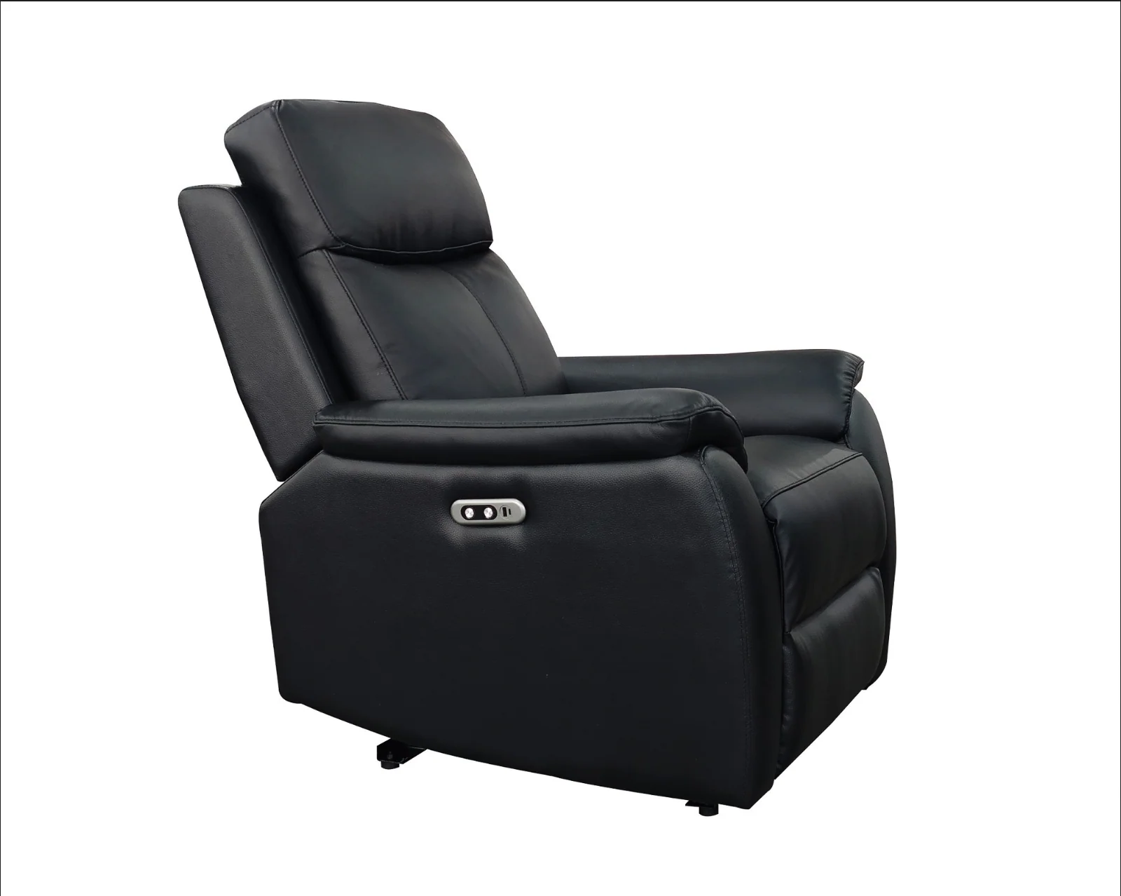 KINGSTON Genuine Leather Recliner Armchair – Black - Image 4