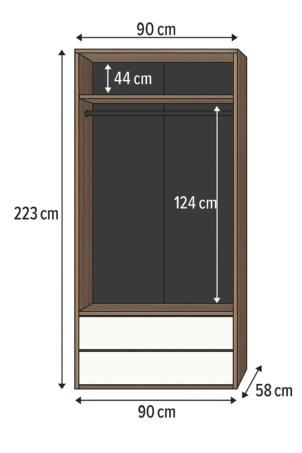 MADISON 2 Door 2 Drawer 90cm Wardrobe - Image 2