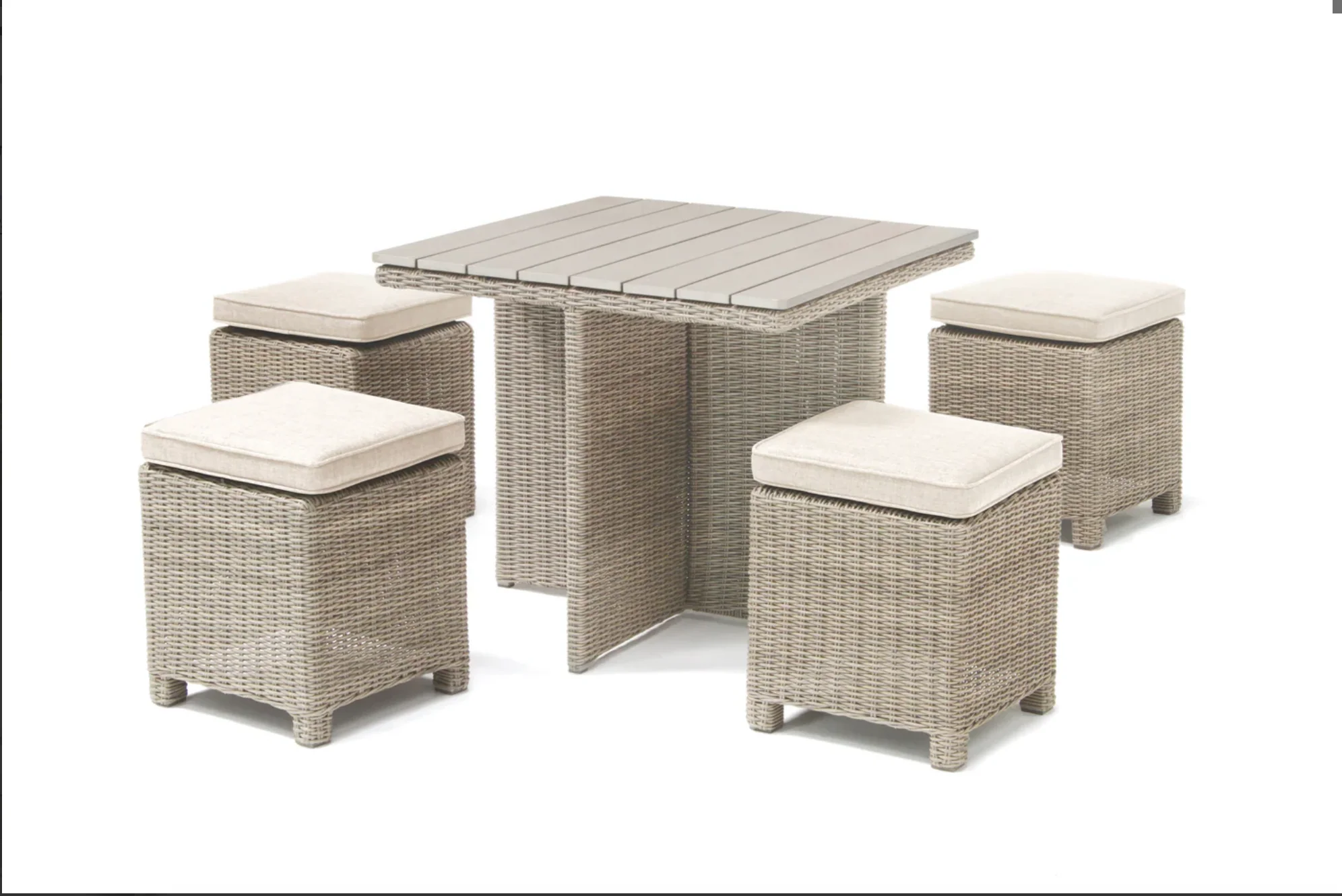PALMA 4 Seat Outdoor Wicker Cube Dining Set - Image 4