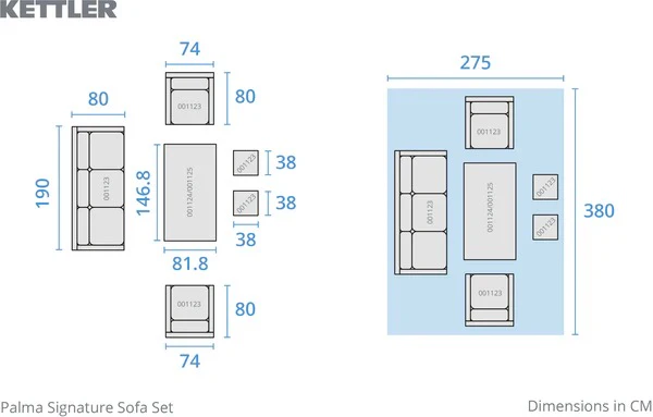 PALMA Signature Lounge Sofa Set with Rising Table - Image 6