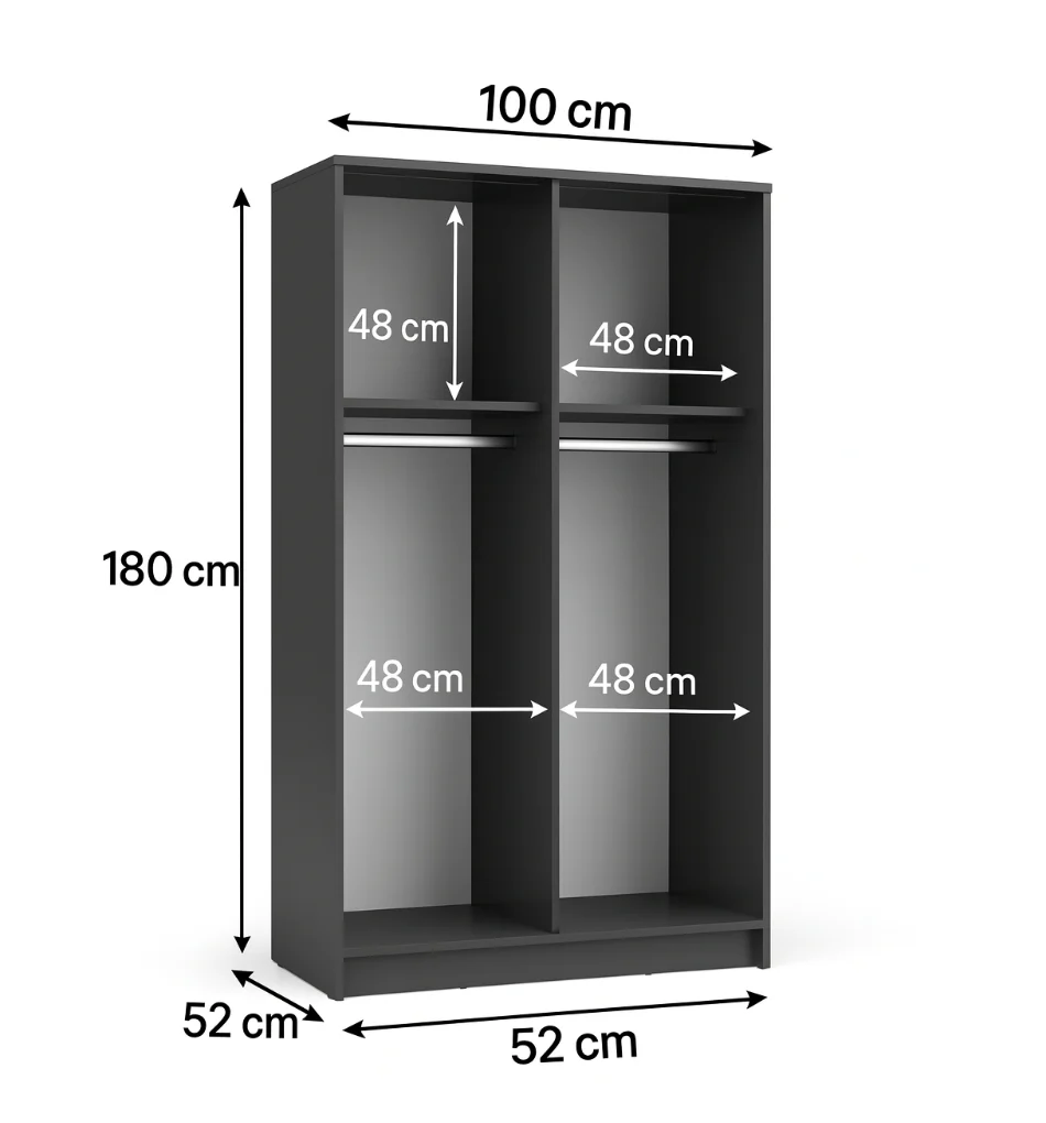 SOFIA 100cm | White Sliding Wardrobe with Mirror - Image 5