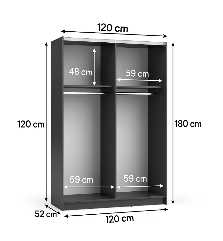 SOFIA 120cm | White Sliding Wardrobe with Mirror - Image 5