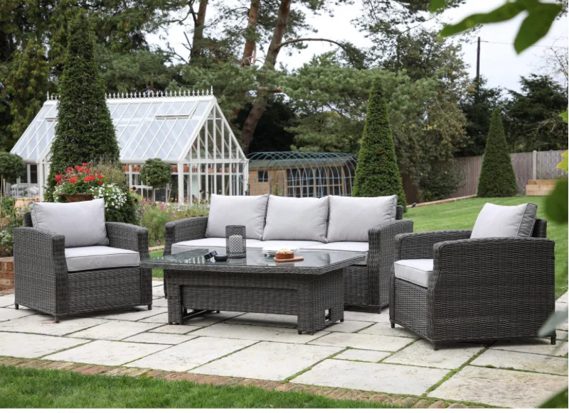 SOVERA Lounge 3 Seater with Rising Table - Grey - Image 3